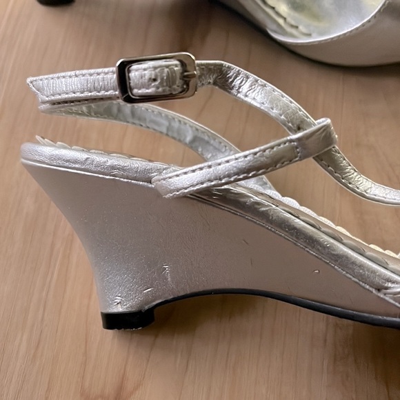 Michael & Bordeaux Silver Cubic Zirconia Slingback Wedge Heel - Picture 6 of 8